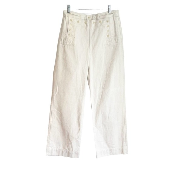 Tory Burch Button Detail Cropped Wide Leg Sailor Pants Size 6 NWOT - Picture 7 of 11
